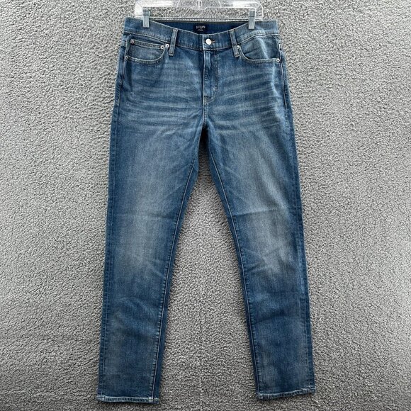 New J.Crew Jeans Mens 32 X 34 Slim Straight Blue Flex Denim Stretch